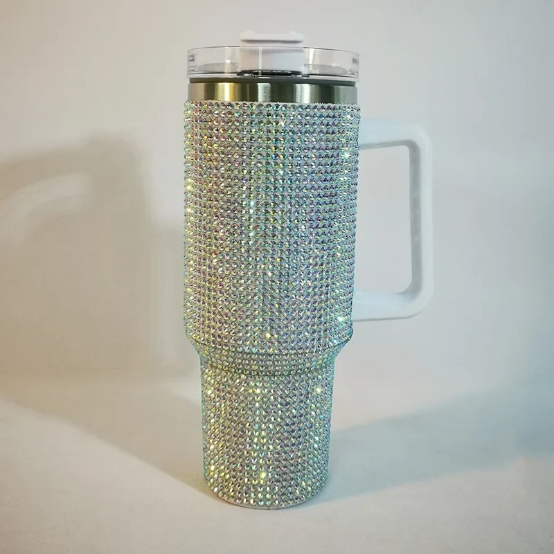 كوب ترمس ماسي 40 أونصة مع مقبض 304 مكنسة من الفولاذ المقاوم للصدأ زجاجة معزولة للقهوة قوارير سيارة محمولة #4