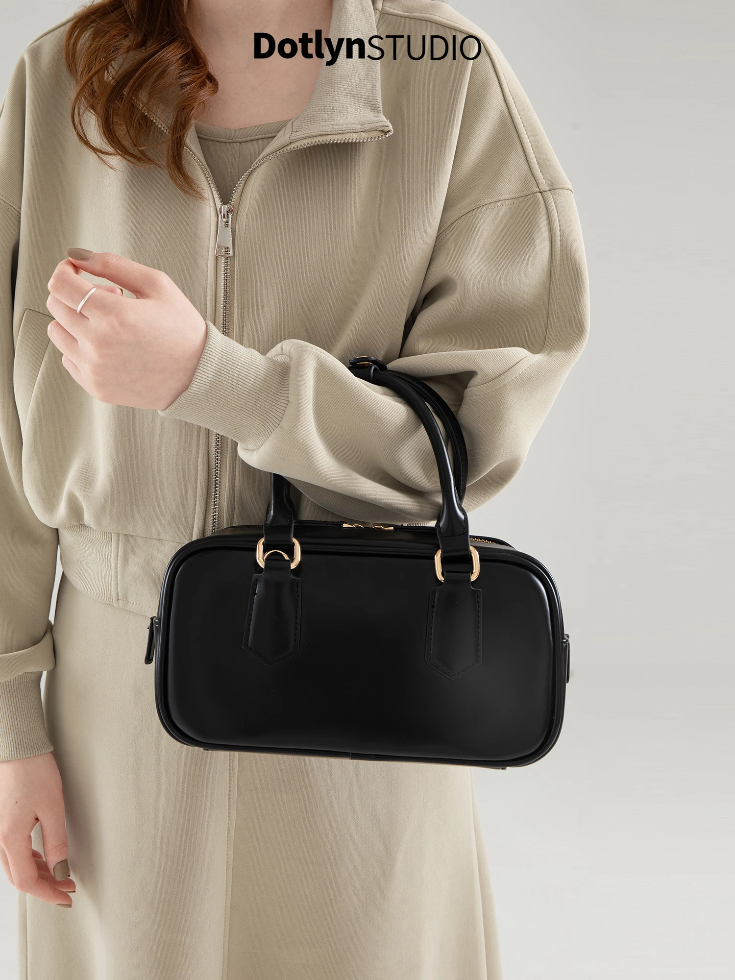 Dotlyn Koreaanse Sle Retro Koffie Bruin Bowlingtas Dames Handtas Crossbody Tas Zacht PU Leer Dagelijks Gebruik oulder Tas