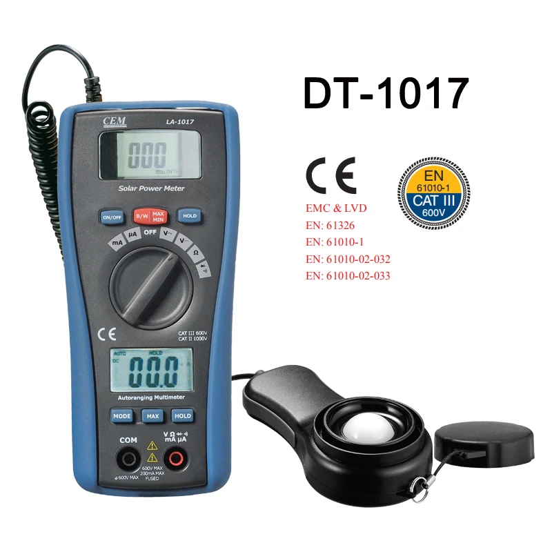 

Solar Power Meter & DMM 600V AC/DC Voltage Digital Multimeter High Accuracy 634BTU Sunlight Measurement Data Hold
