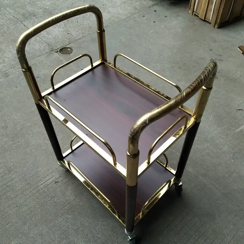 Double-layer luxury titanium edge wine truck, hot pot truck, three-layer tea truck, hotel service truck