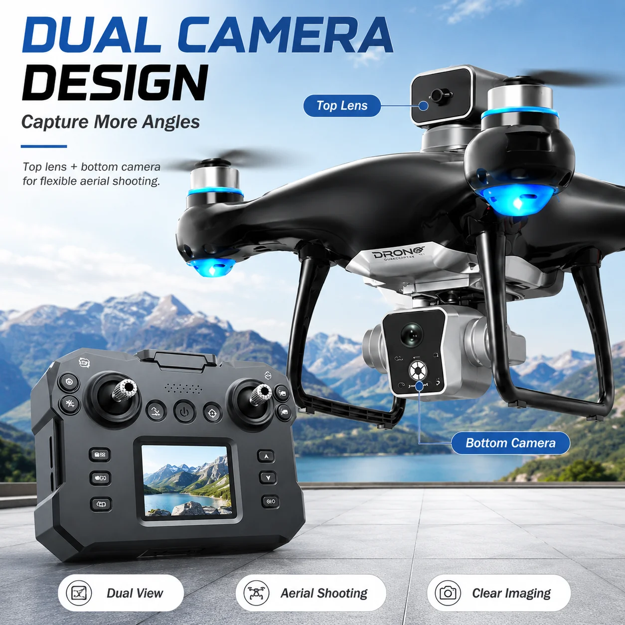 ZNLYRION KY102 Brushless Drone With Screen Remote 360 Obstacle Avoidance HD Dual Camera Optical Flow Hover Color LED Light RC Aerial Quadcopter - view 6