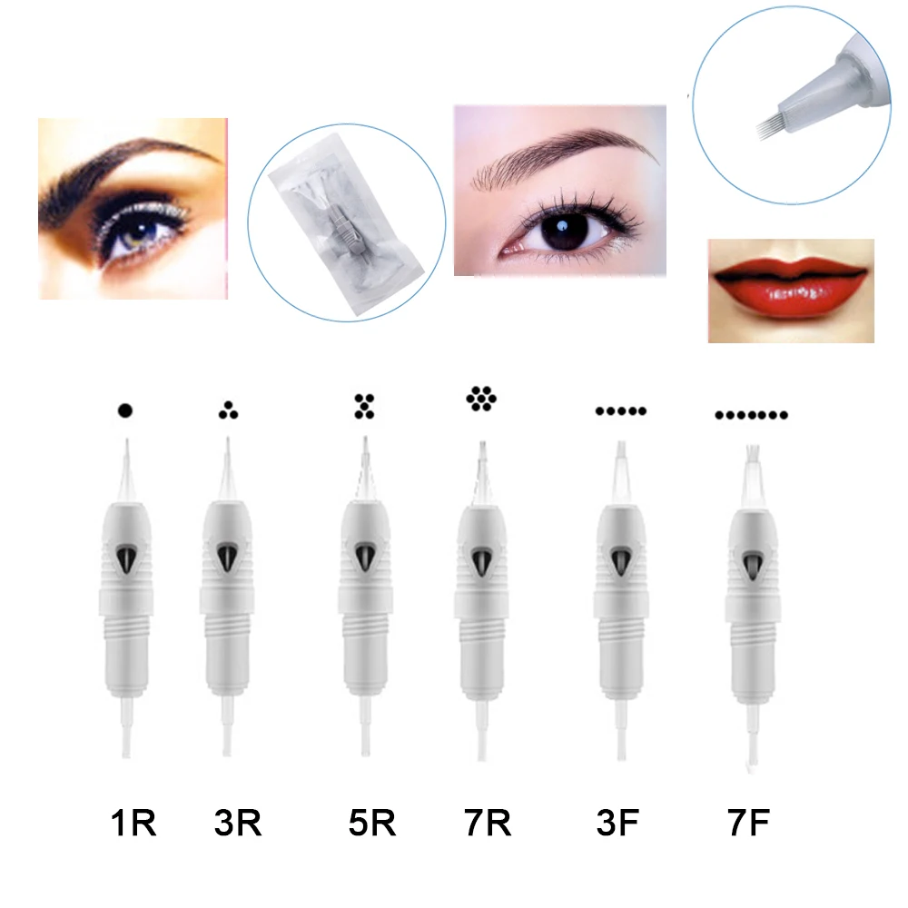 20/50Pcs 스크류 Microblading 문신 카트리지 바늘 일회용 반 영구 메이크업 눈썹 입술 아이 라이너 문신 기계 펜