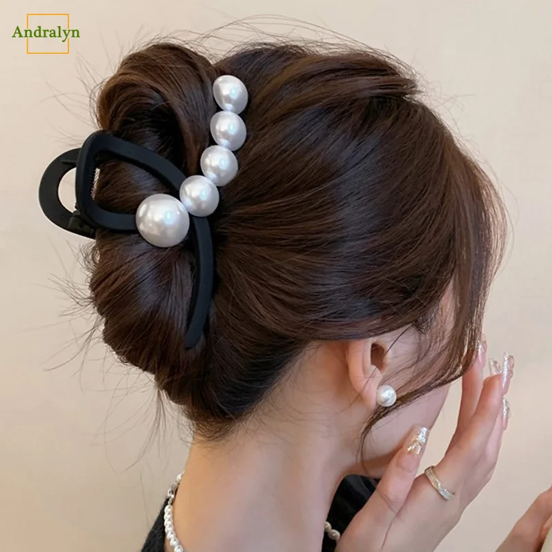 

11.5cm Pearls Hair Clips For Women Hairpin Crossing Hair Claw Clip Hair Accessories Elegant Girls Headwear