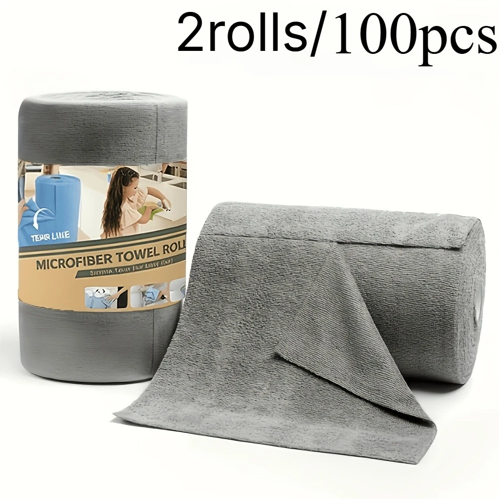 100pcs Extra Large Roll-Up Dish Towels, Tear-Off Polyester Towels, Kitchen Towels, Convenient and Easy To Use, Reusable, Washable, No Water Marks, Super Absorbent Cloth, Suitable for Cars, Home, Garage, or Store, Christmas Gift