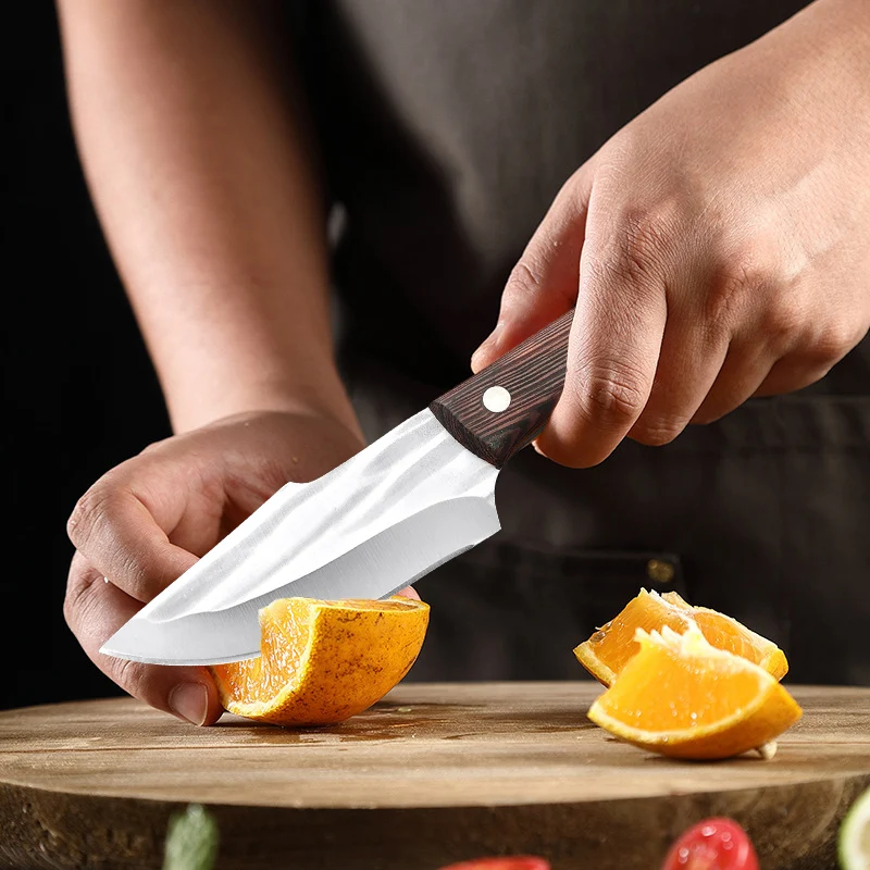 Sharp Boning Knife 3.5 inch Stainless Steel Cleaver Meat Slicing Knife for Household Cooking Tools Forged Wood Handle Knife