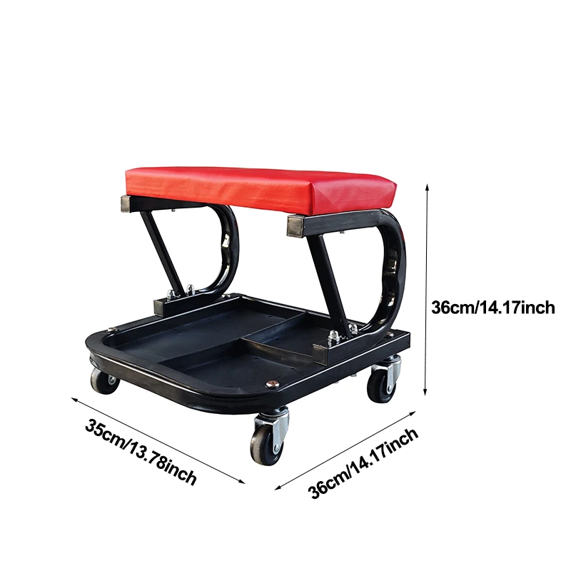 LEADLOONG Car Repair Bench 250 LBS Capacity Padded Rolling Workshop Stool with Tool Tray Storage  Mechanic Stool