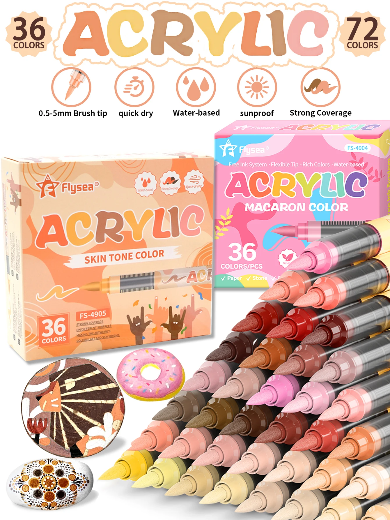 

36/72 Colors Soft Brush Acrylic Marker Pen Set DIY Hand Drawn Art Markers Pens Student Graffiti Acrylic Paint Pens Stationery