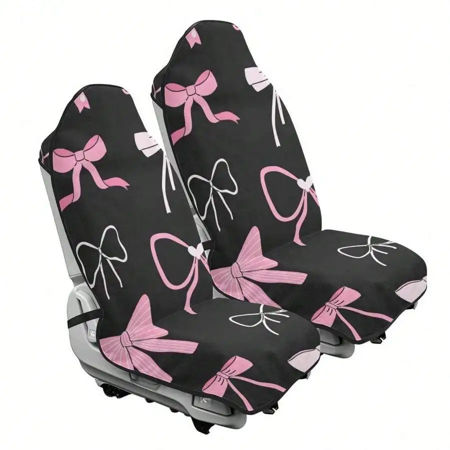 

2Pcs Bowknot Car Seat Covers Front Seats Waterproof Sweat Towel For SUV Trucks 22.5x55.5 Inch