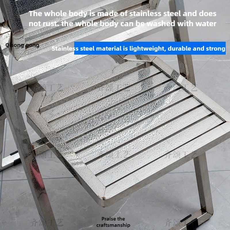 Heavy-Duty Stainless Steel Folding Chair Small Space Backrest Stool for Outdoor Portable Fishing Seat