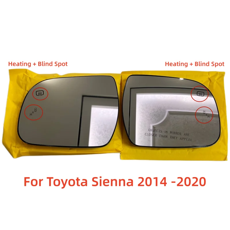 

New Heated Rear Mirror Glass with Blind Spot Warning Light For Toyota Sienna 2014-2020 Left Right Side Mirror Lens Replacement P