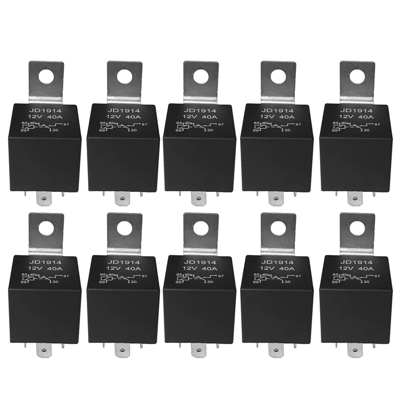 10 Pcs 5 Pin 12V Relay Switch (SPDT) (30/40 Amp) 12 Volt Automotive Relay For Automotive Fans