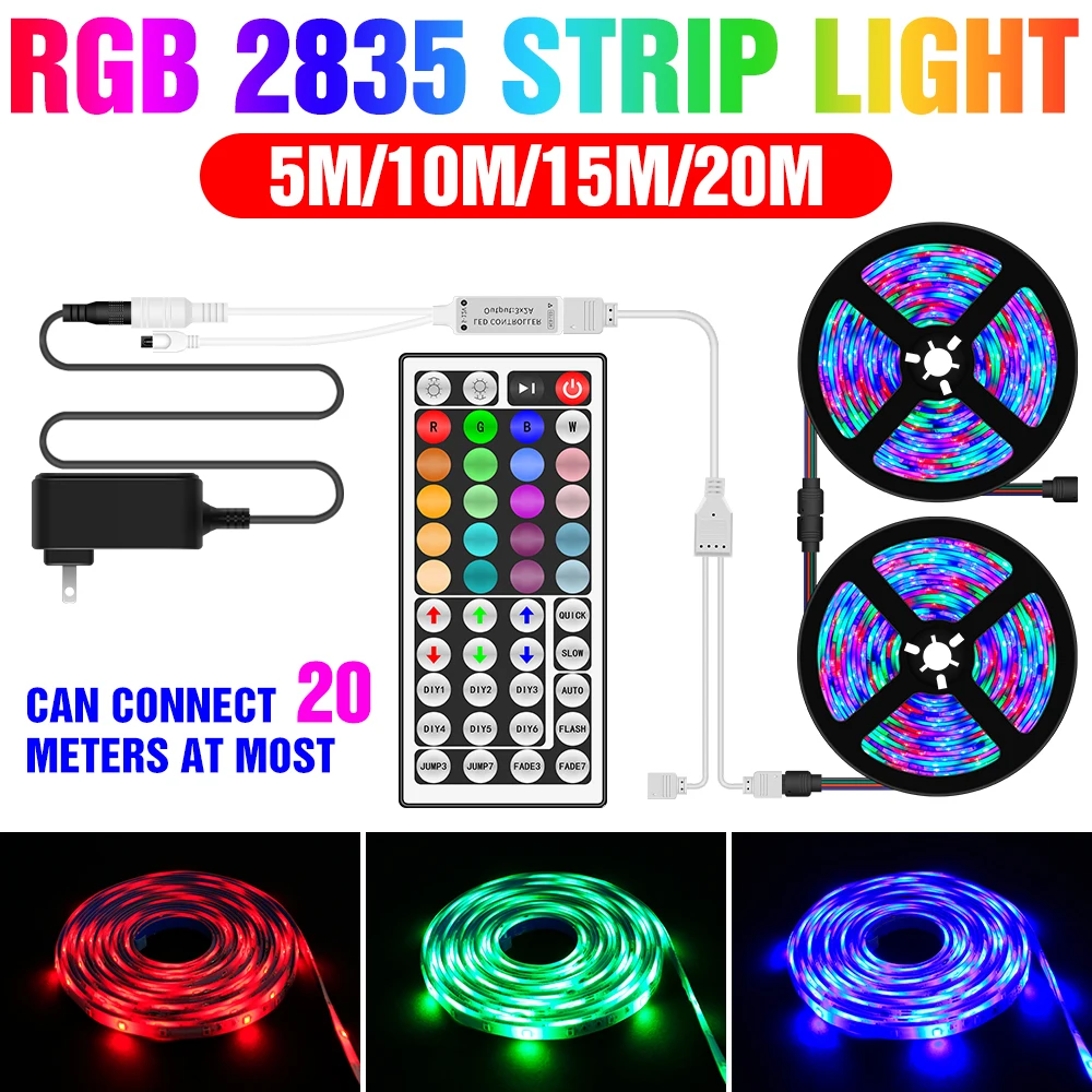 Led Strip Lights RGB Flexible Lamp 12V Lamp Tape IP65 Waterproof Diode Tape LED TV Backlight Festive Decoration 5M 10M 15M 20M