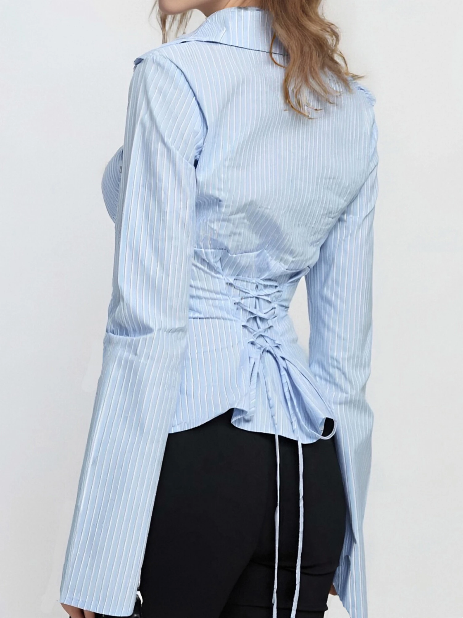 

Women Plaid Blouse Casual Checkered Shirt Long Sleeve Button-down Tie-up Elegant Top Autumn Fashion Wear