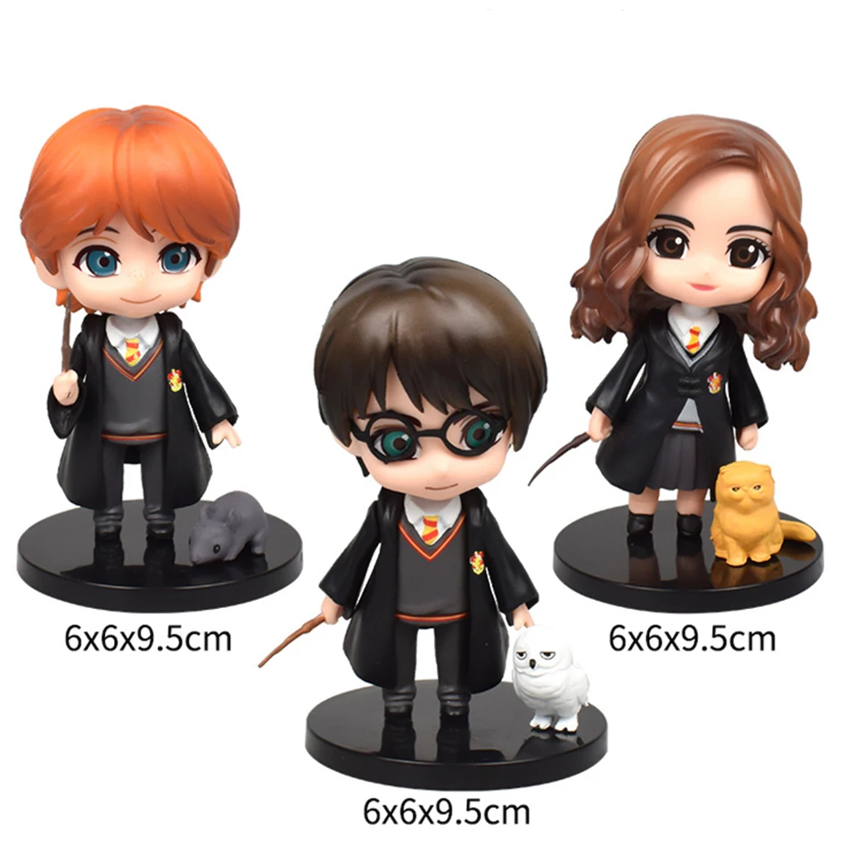 3pcs/set harry Potter Figure Anime doll Hermione Granger Ron Weasley Action PVC Model Gifts Collectible Figurines for Kids 9.5cm