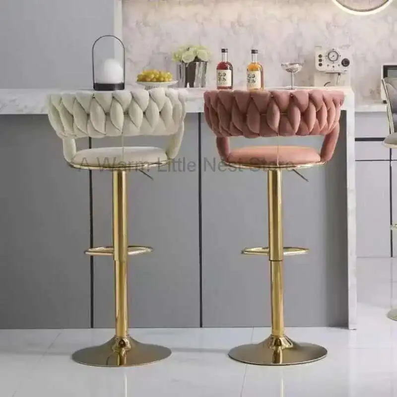 

1 Piece Light Luxury Adjustable Rotating Bar Chair, Bar Counter Chair, Household High Stool, Front Desk, Cashier Chair Bar Stool
