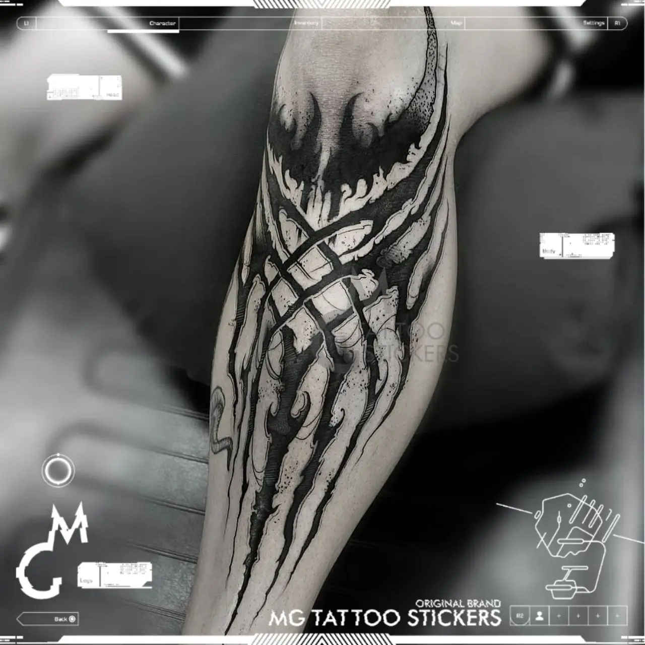 Gothic Tattoos Mystic Totem Temporary Tattoos for Women Man Arm Leg Art Tattoo Waterproof Tattoo Stickers Geometry Fake Tattoo