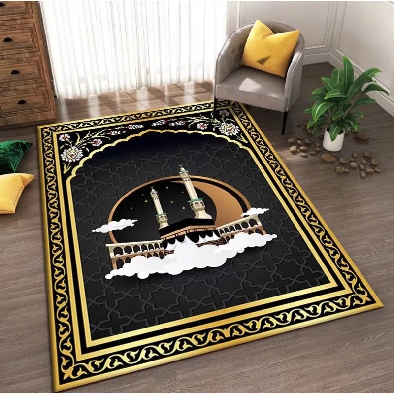 Muslim Prayer Carpets Living Room Doormat Anti-slip Floor Chair Mat Bedroom Rugs Foldable Islamic Interactive Praying Ritual Mat