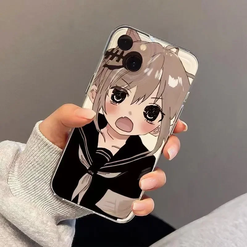 Ins Surprised girl Phone Case For iPhone 16 Pro Max 15 14 13 12 11 XR XS Max 7 8 Plus Y2K Anime Senior Soft Anti fall Phone Case