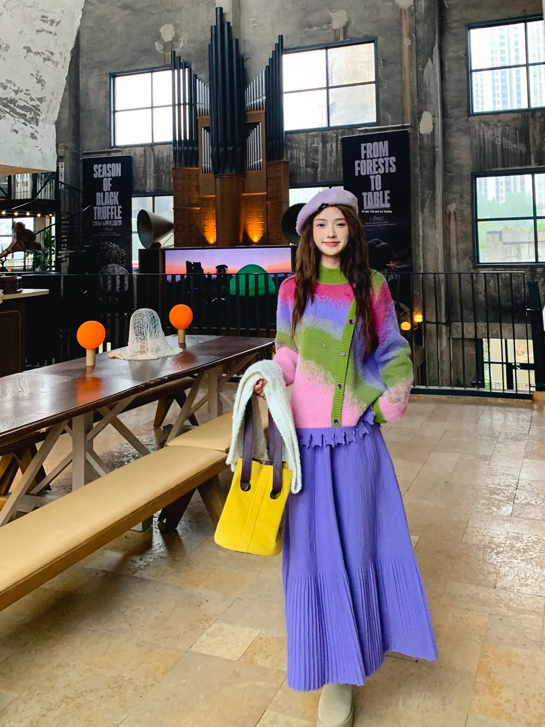 

Gula Liangpin Текстура Вязаная юбка трапециевидной формы Универсальная длинная юбка с высокой талией и эластичной резинкой на талии Простая юбка Sle Ci для поездок на работу