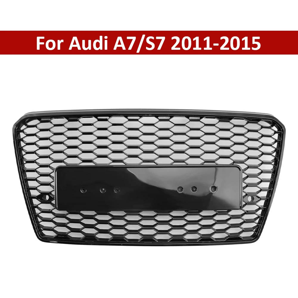 

Car Front Bumper Grill Center Grille for Audi A7/S7 2011-2015 (Refit for RS7 Style) Gloss Black Honeycomb Grille