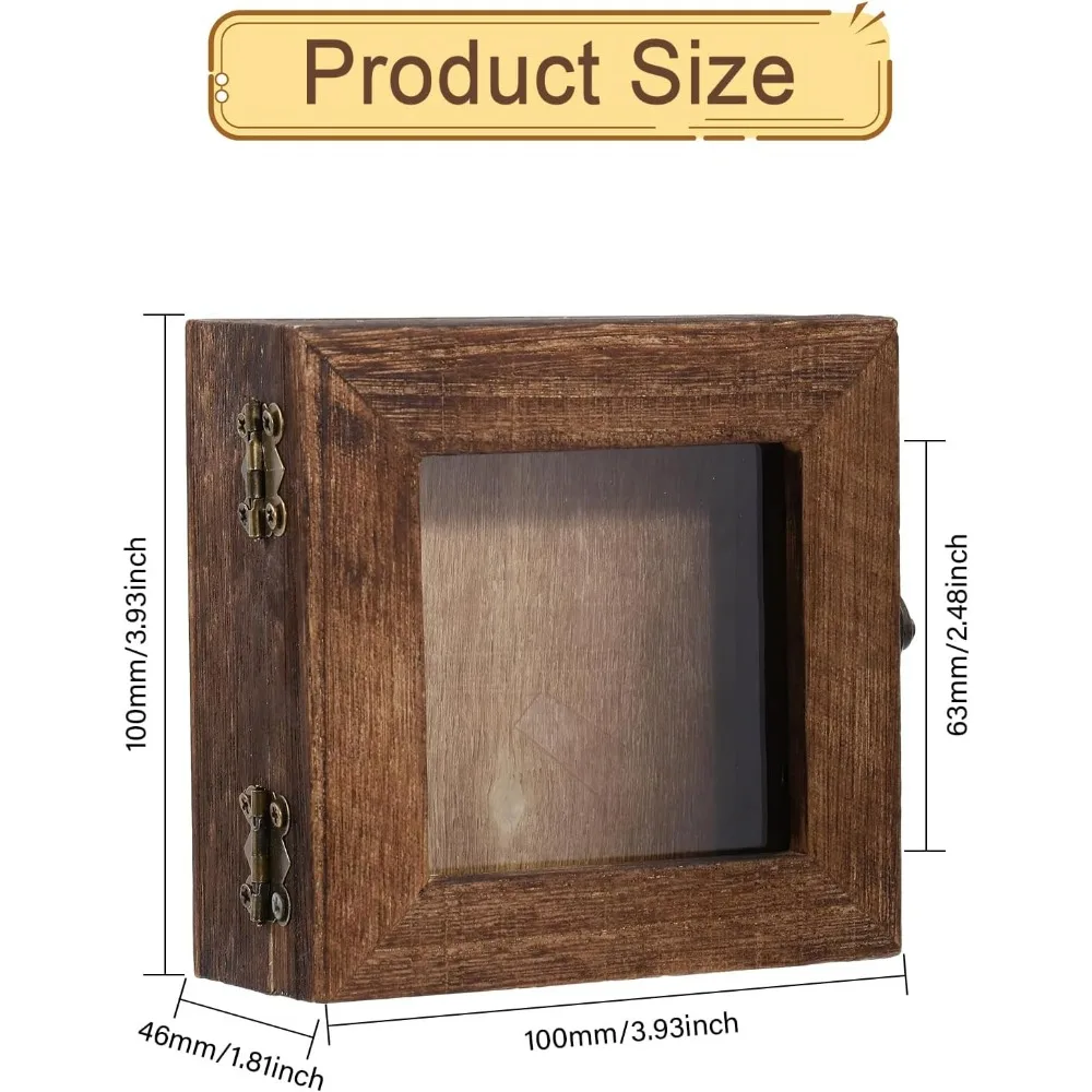 Shadow Box 3D Picture Frame vetrina in legno con scatola di visualizzazione superiore in acrilico trasparente 4 x4in scatola di visualizzazione cornice per artigianato