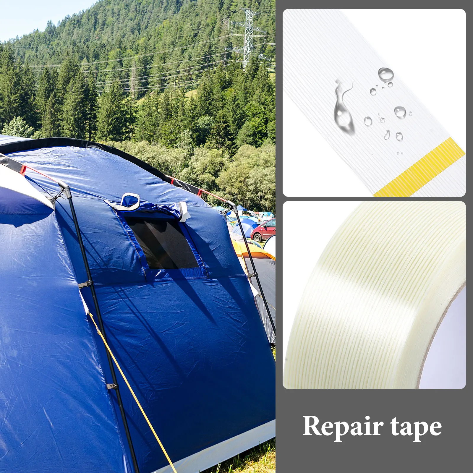 

Waterproof Repair Tape 6cmx50m Glass Fiber Reinforced Tent Seam Sealer Canvas Fiberglass Adhesive Construction Packaging Model