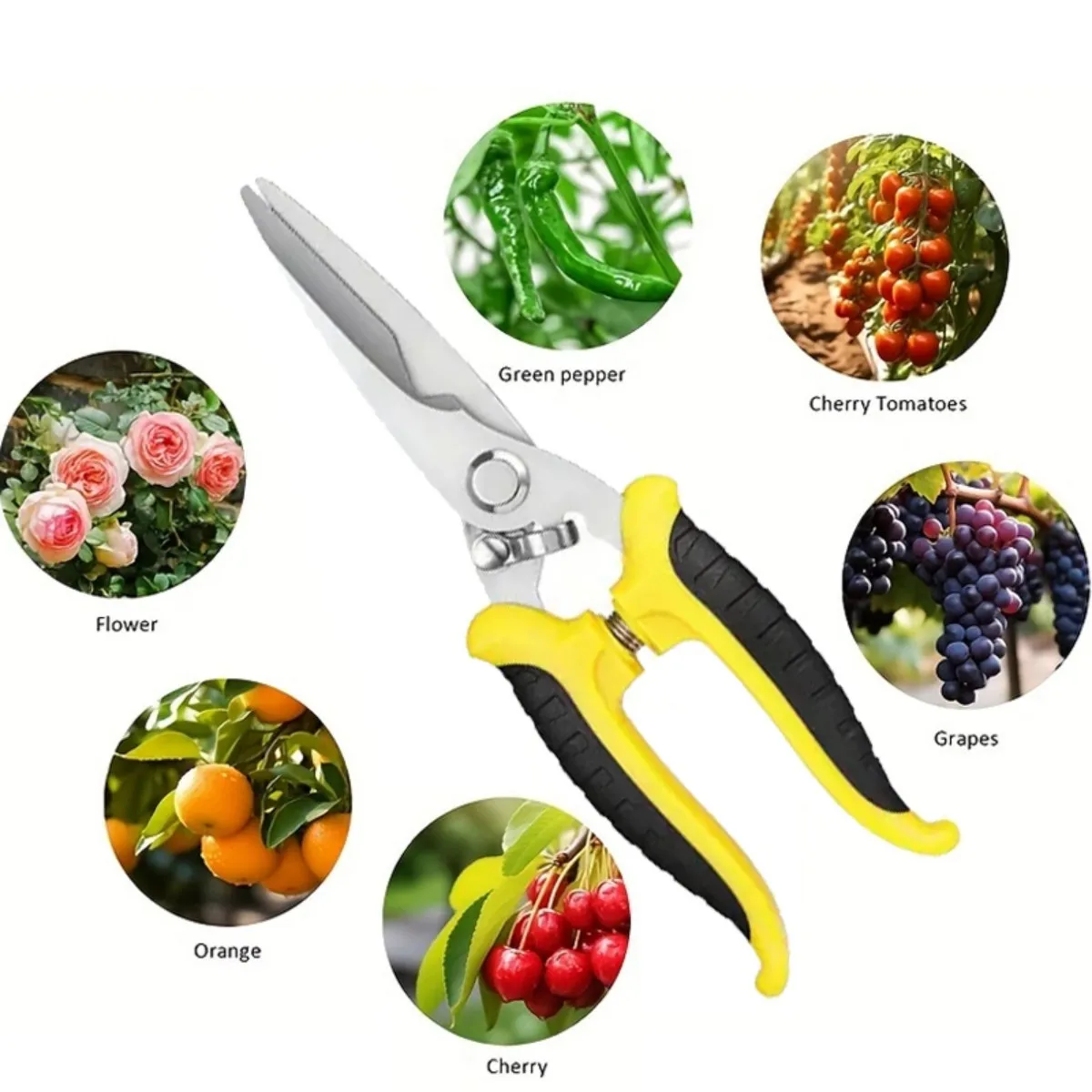 Tesouras de poda de jardim de jardinagem de 3 peças - ferramentas multifuncionais de jardinagem e cuidados com galhos, poda de árvores, tesouras para colheita de frutas,