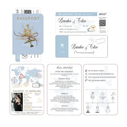 30/60PCS Multipage Wedding Passport Invitation Suite,Custom Boarding Pass, Personalized Destination Birthday Party Invite Card