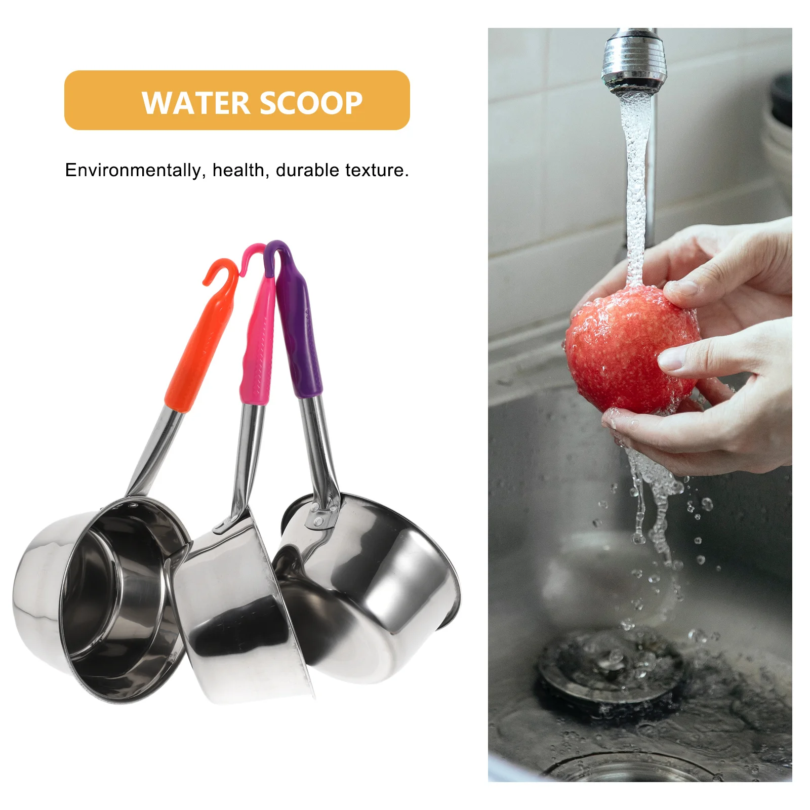 

1Pcs Stainless Steel Water Ladle Large Capacity Easy Clean Kitchen Scoop for Bath Baby Shower Household Accessories