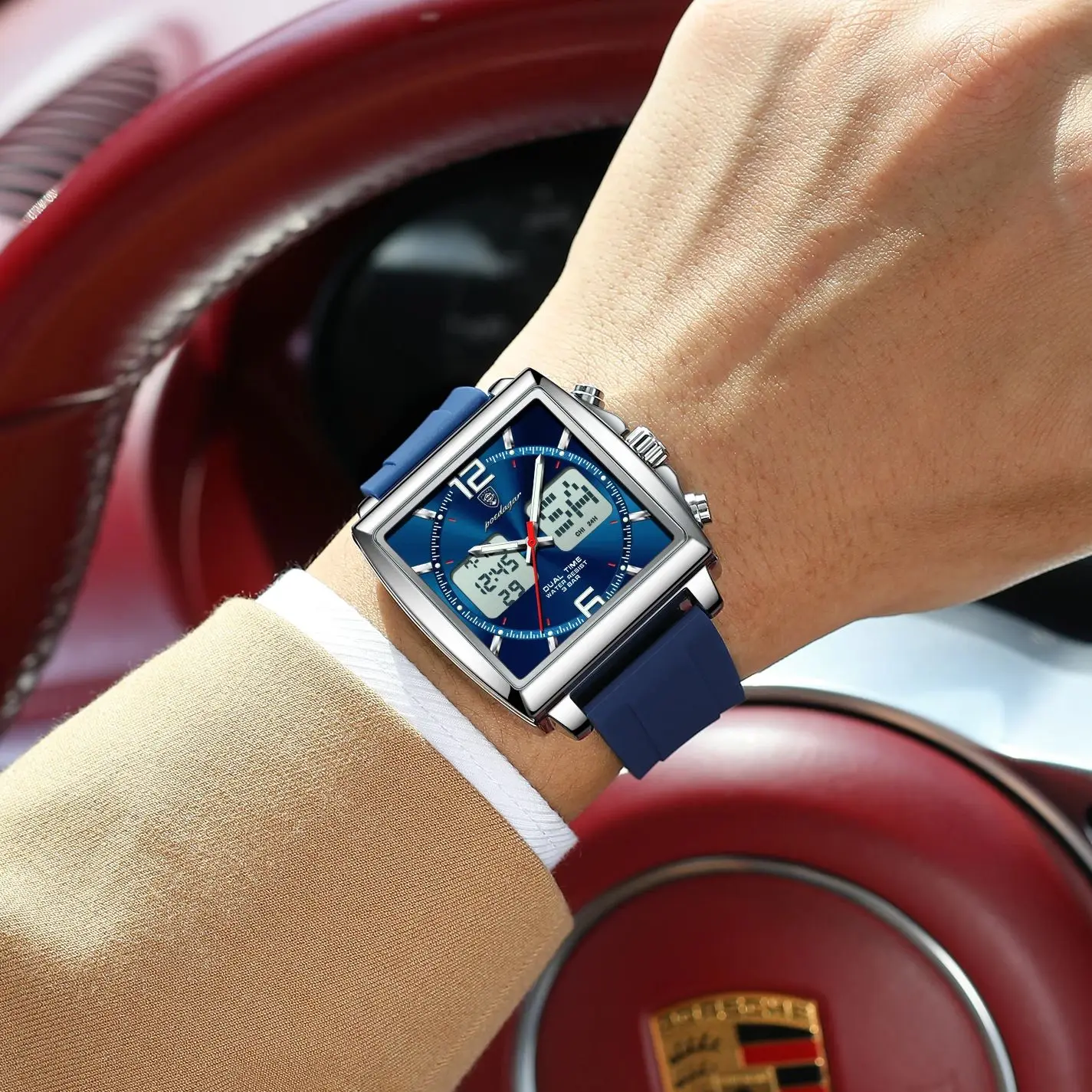 Men's Electronic Square LED Alarm Chronograph Watch