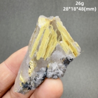 Natural Brazil Gold Rutilated Quartz Hair Crystal and specular hematite symbiosis Mineral Specimen