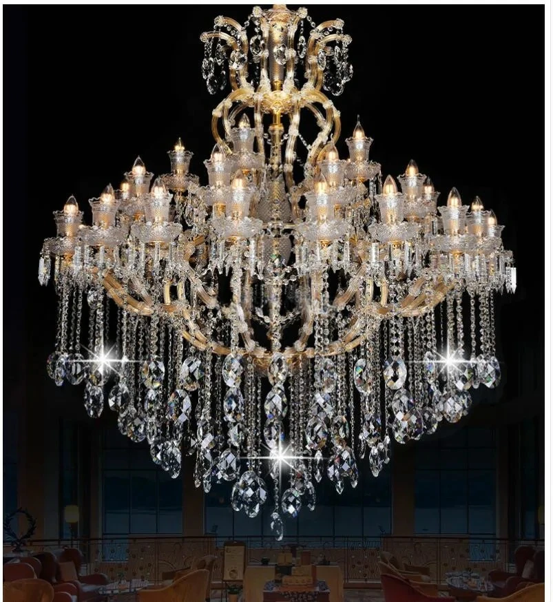 Golden Chrome Color Maria Theresa Crystal Chandeliers Light Crystal Lustre 15arms D85cm H80cm Led Lamp For Lobby Stair Pendants