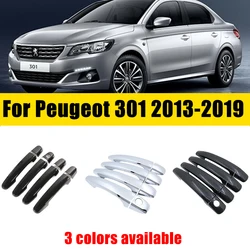 Door Handle Cover Trim Chrome For Peugeot 301 2012~2019 2013 2014 2015 2016 2017 Chrome Anti-scratch Luxurious Car Accessories