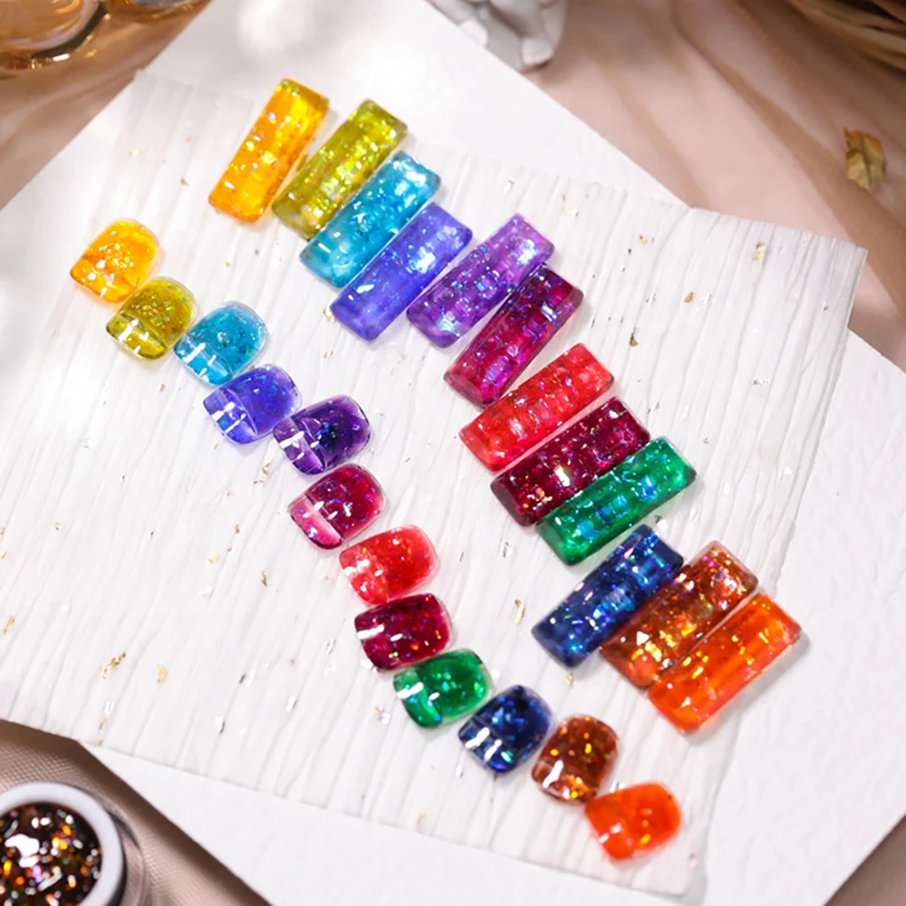 Vendeeni 12 สี/ชุดสี Candy สีน้ําตาล Amber เจลเล็บ Soak Off UV LED Aurora Glitter ภาพวาดเจลเคลือบเงาสําหรับเล็บ