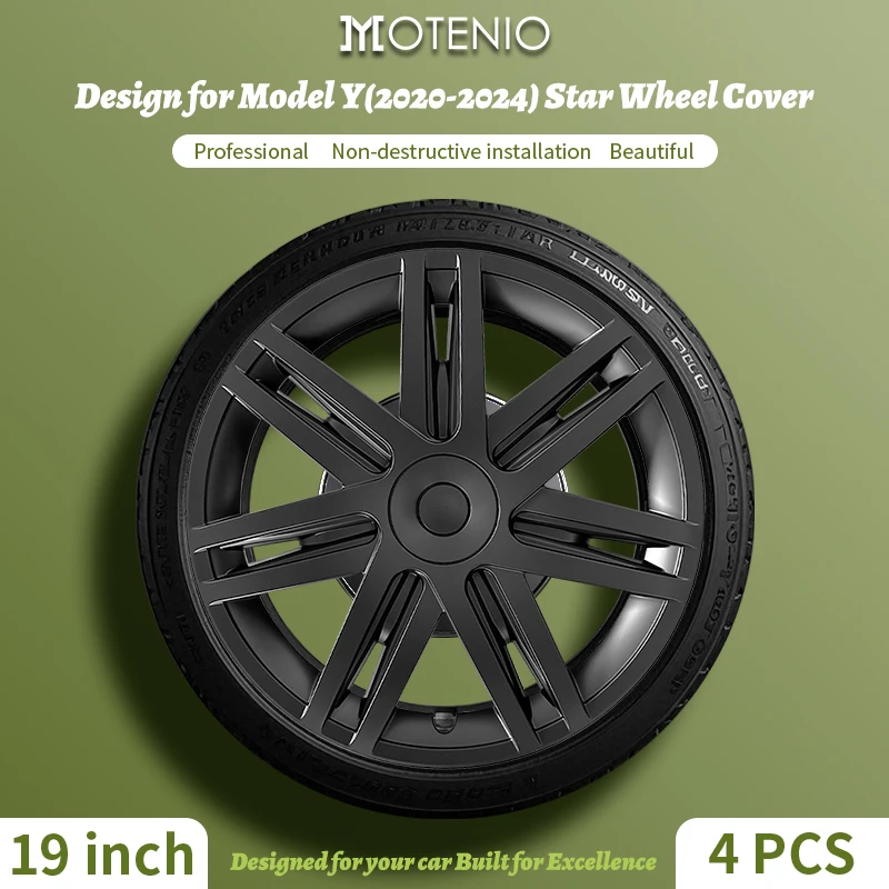 

4 шт. полноразмерных колесных колпаков для Tesla Model Y (2020–2024), 19 дюймов – автомобильные аксессуары