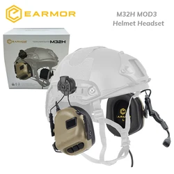 EARMOR M32H MOD3 cuffie da tiro per casco/cuffie tattiche militari adattatore per binario RAC/comunicazione aerospaziale