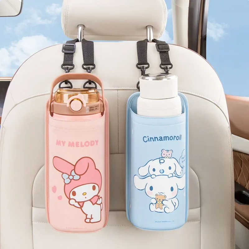 Sanrio Kawaii My Melody Car Water Cup Holder Cinnamoroll Anime Cartoon Fashion Multi-functional Insulated Seat Back Storage Bag