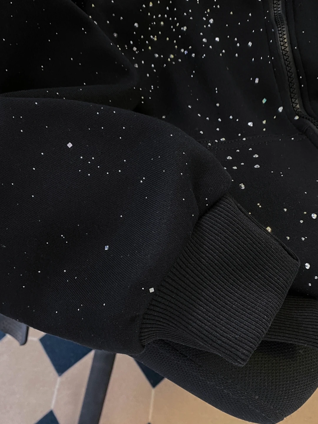 American Heavy Industry Rhinestone Cardigan Zipper Sweatshirt Men's Fashion Trendy Handsome Loose Casual Thickened Warm Jacket