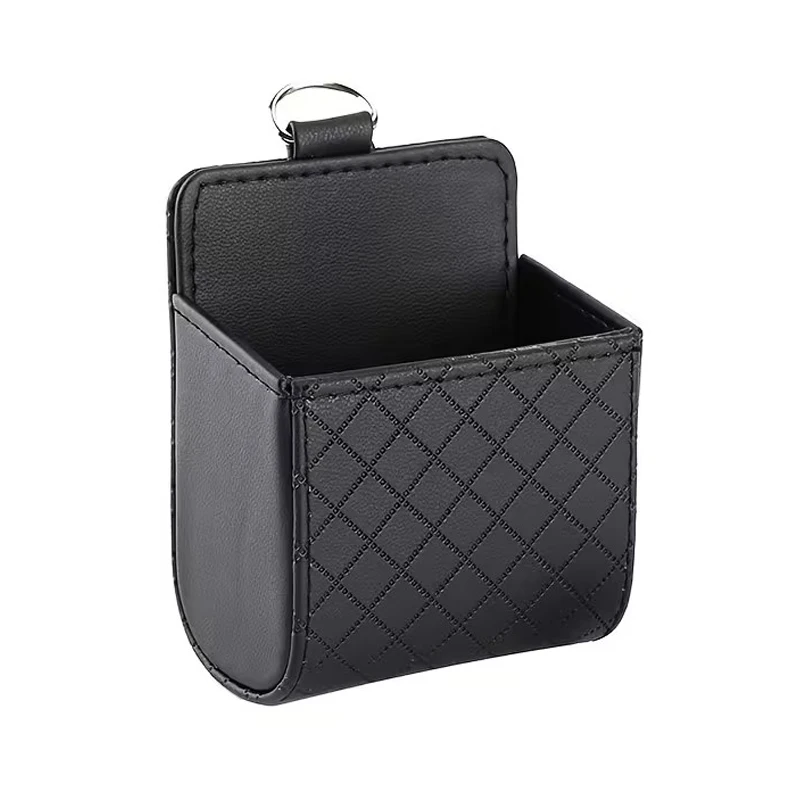 Universal Leather Car Interior Organizer Air Vent Storage Box with Hook Vehicle Dashboard Clutter Control