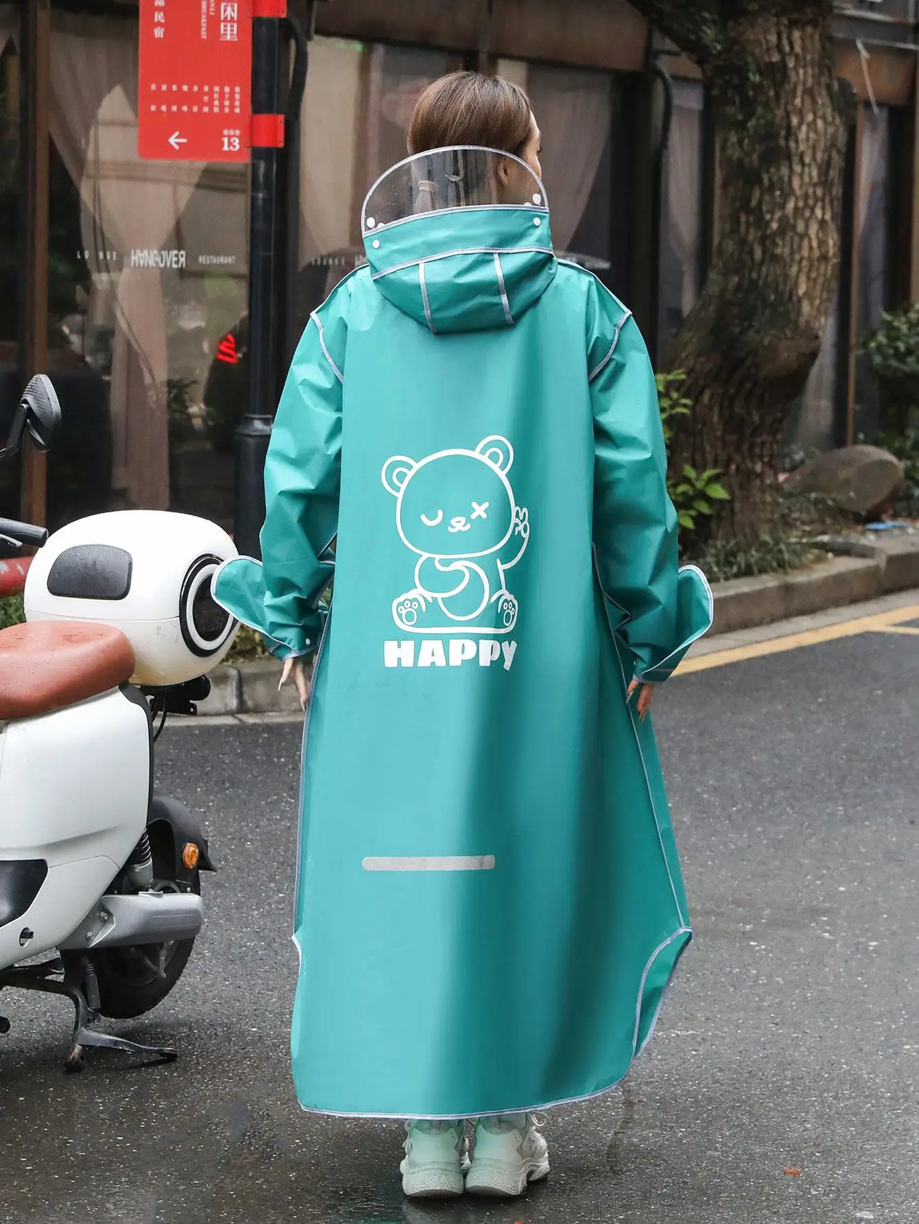 Electric vehicle raincoat long body rainstorm-proof vehicle separation female adult battery car single head poncho