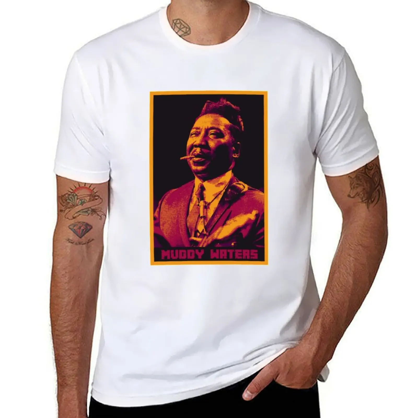 تي شيرت Muddy Waters تي شيرت رجالي كاجوال تي شيرت للرجال جرافيك عتيق