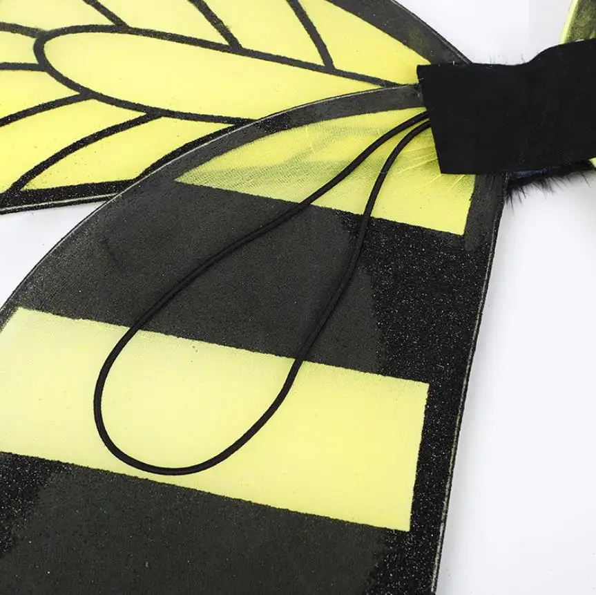 25pcs Bee Cosplay Wing Costume Bumblebee Wings for Kids Honeybee Fancy Dress Up Yellow Holiday Birthday Party Decorations