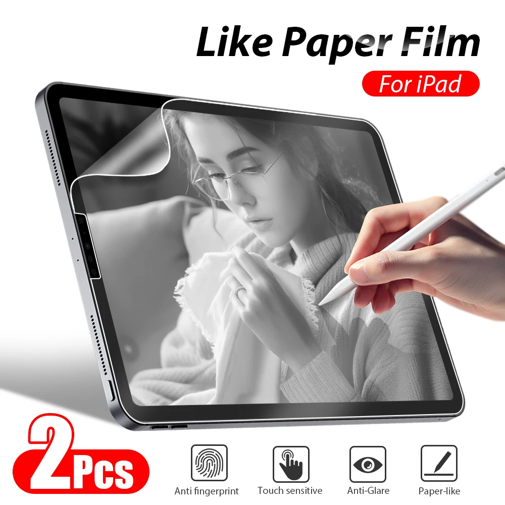 Matte Paper Film Screen Protector para iPad, iPad Pro 11, 12.9, 6th, 12, 9, 9th, 10th Generation, 10.9, Air 5, 4, Mini 6, 10.2, 9.7
