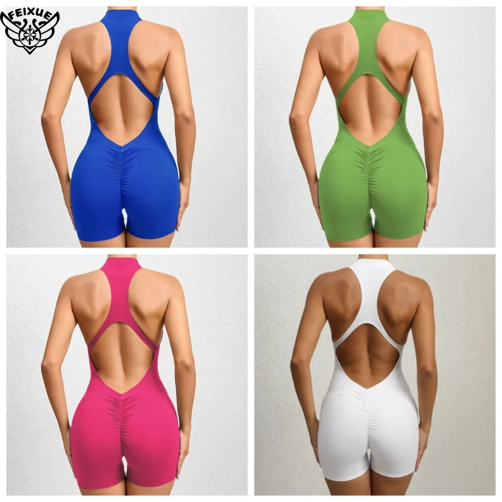 

Gym Short Sports Jumpsuit Women Sportswear Suit Sleeveless Gym One-piece Set Women Workout Rompers Female Fitness Bodysuits