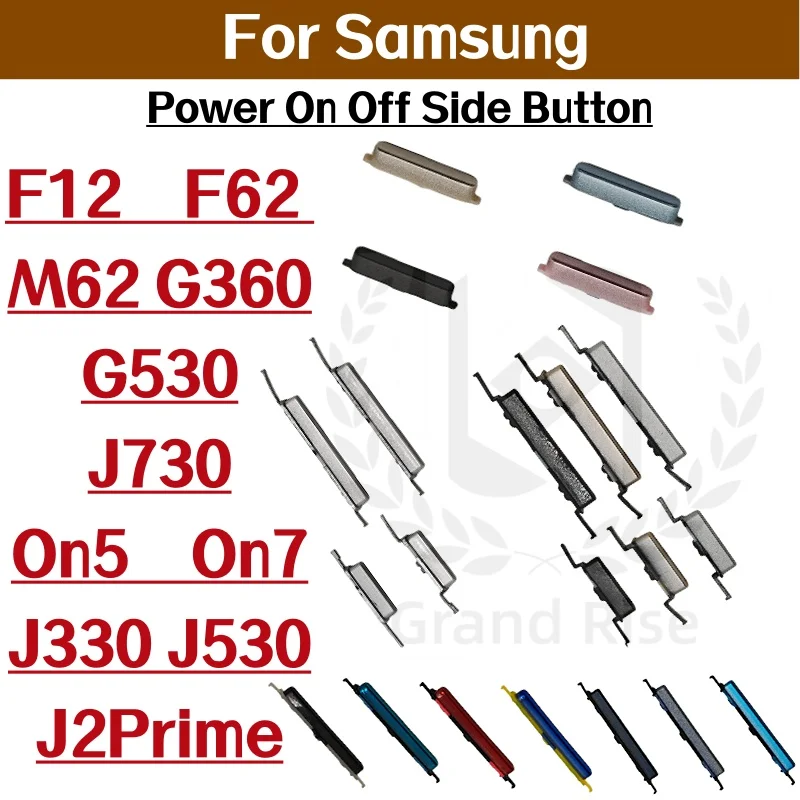 Botão de Energia + Botões Laterais de Volume para Samsung Galaxy F12 F62 M62 G360 G530 J2Prime ON5 ON7 J330 J530 J730