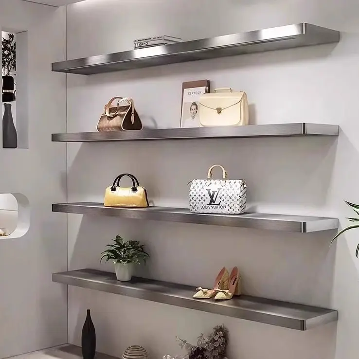 Clothing store shoe store bag display rack stainless steel upper wall multi-layer shoe cabinet display rack live stream display
