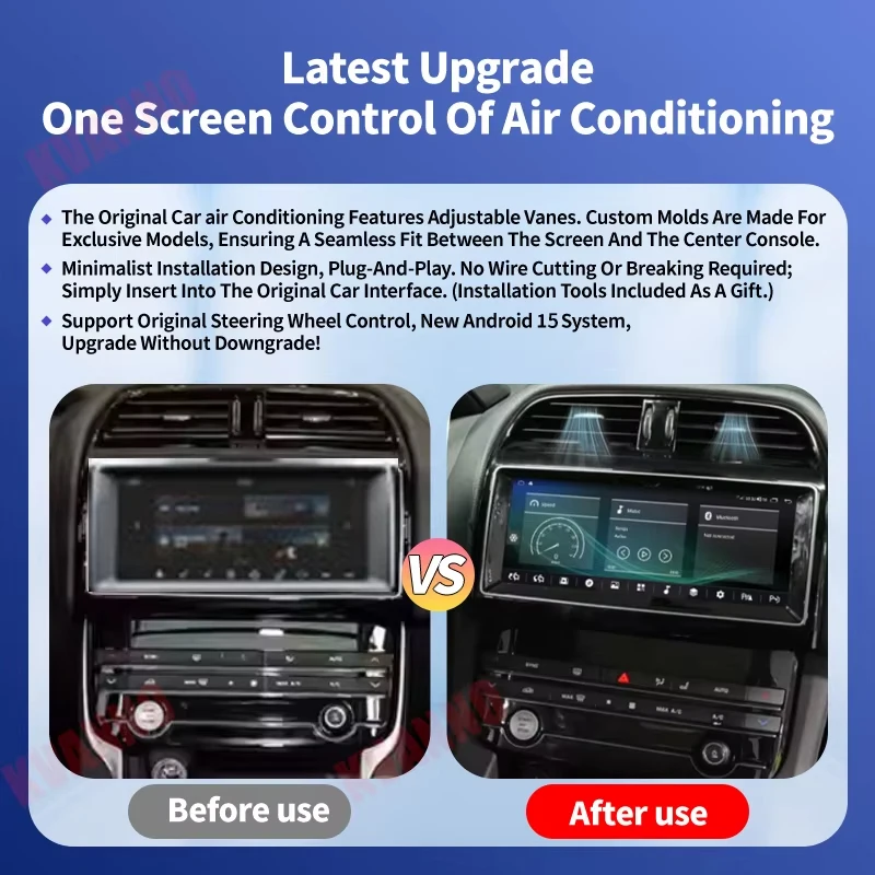 10.25Inch Android15 For Jaguar XE/F-PACE X760 X761 2016-2019 Car Multimedia Player Wireless CarPlay Keep The Original Car System