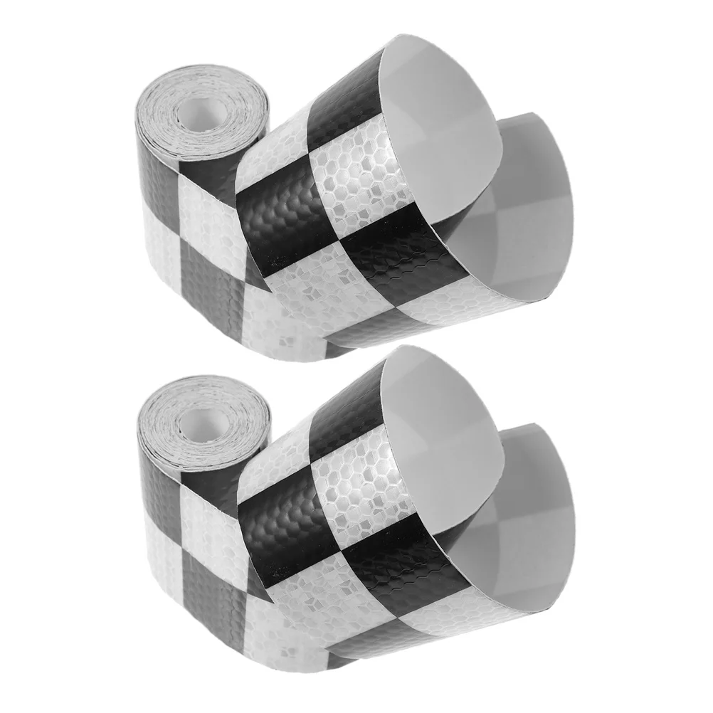 

2 Rolls Waterproof Checkered Reflective Tape High Visibility Safety Adhesive Conspicuity Sticker for Trucks Trailers Vehicles