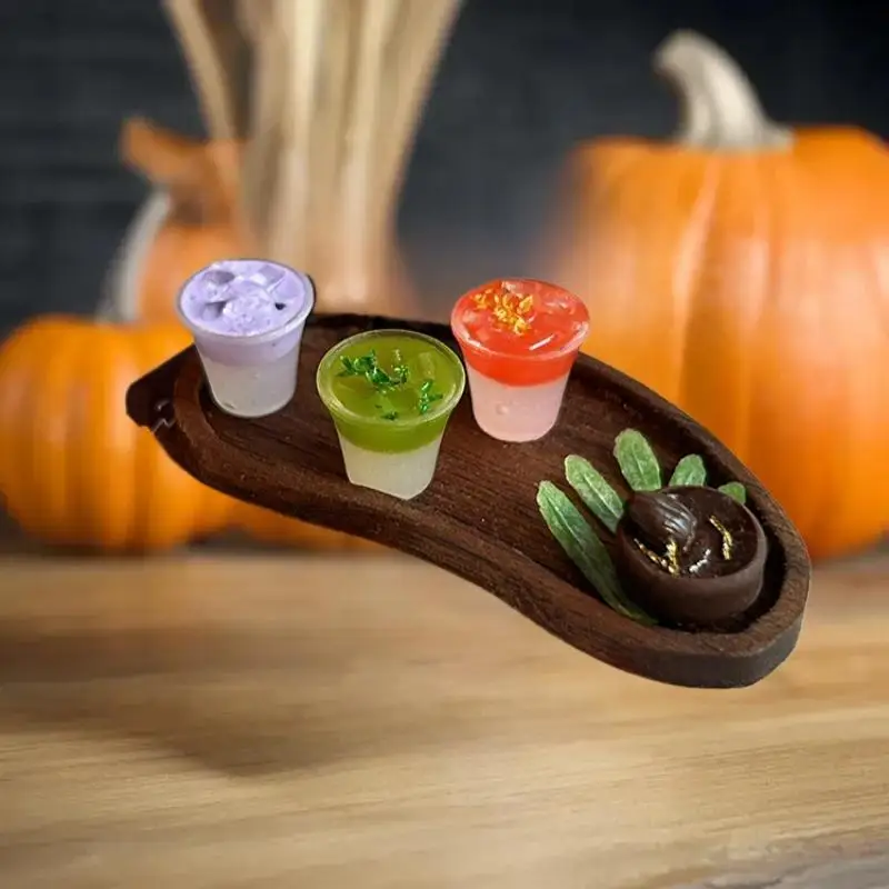 Miniature Dollhouse Accessories - Coconut Water Series Beverage Table Display Models, Dessert Accessories 2 Pcs