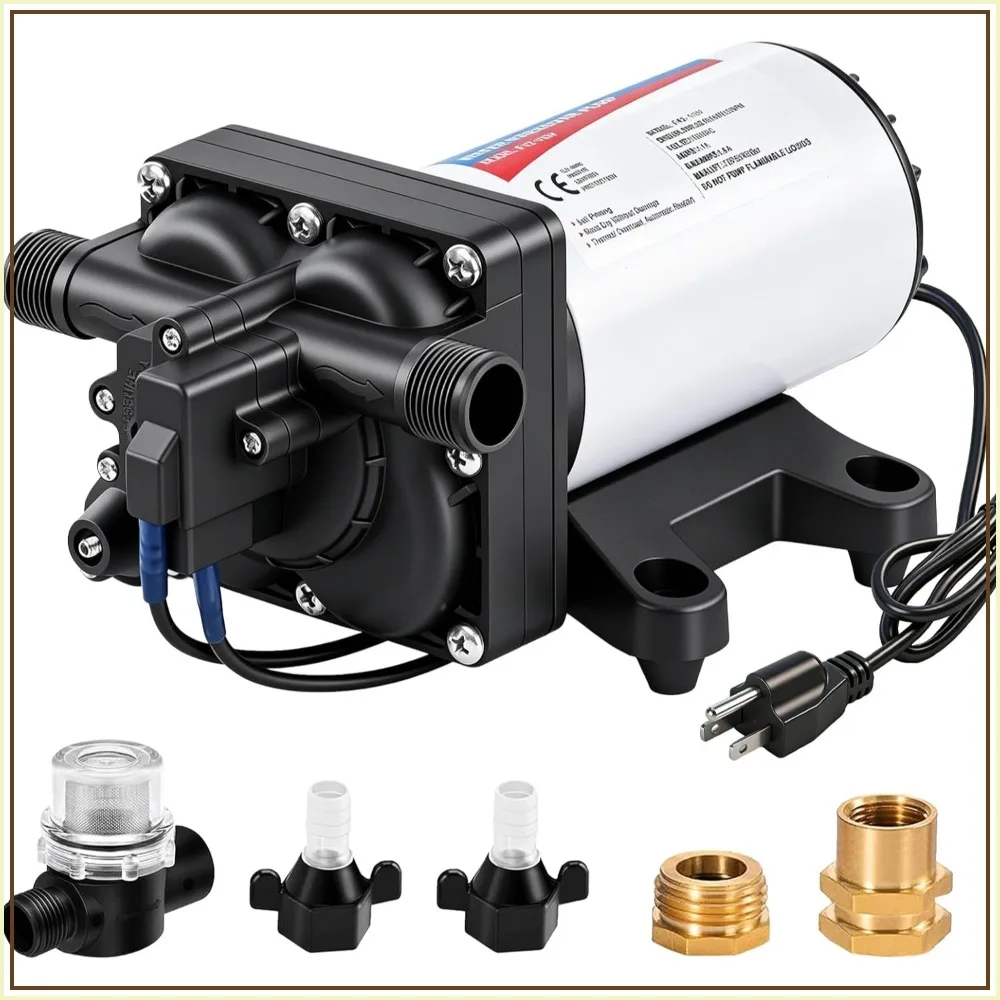 

110V 5.5GPM 70PSI RV Water Pump, Self Priming Diaphragm Pump for Home Garden Irrigation Car Washing